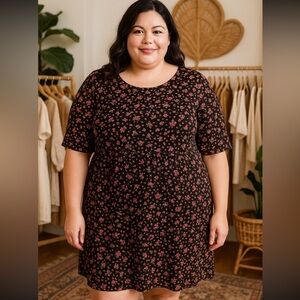 Old Navy Womens Floral Mini Dress Smocked Cut Out Back 3X Cottagecore Peasant